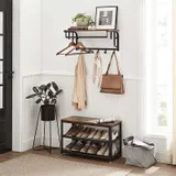 Porte manteau avec étagère bois, vue 2
