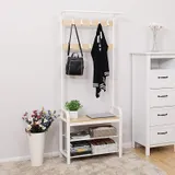 Porte Manteau Vestiaire Blanc Et Bois, vue 2