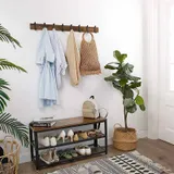 Long porte manteau mural en bois, vue 2