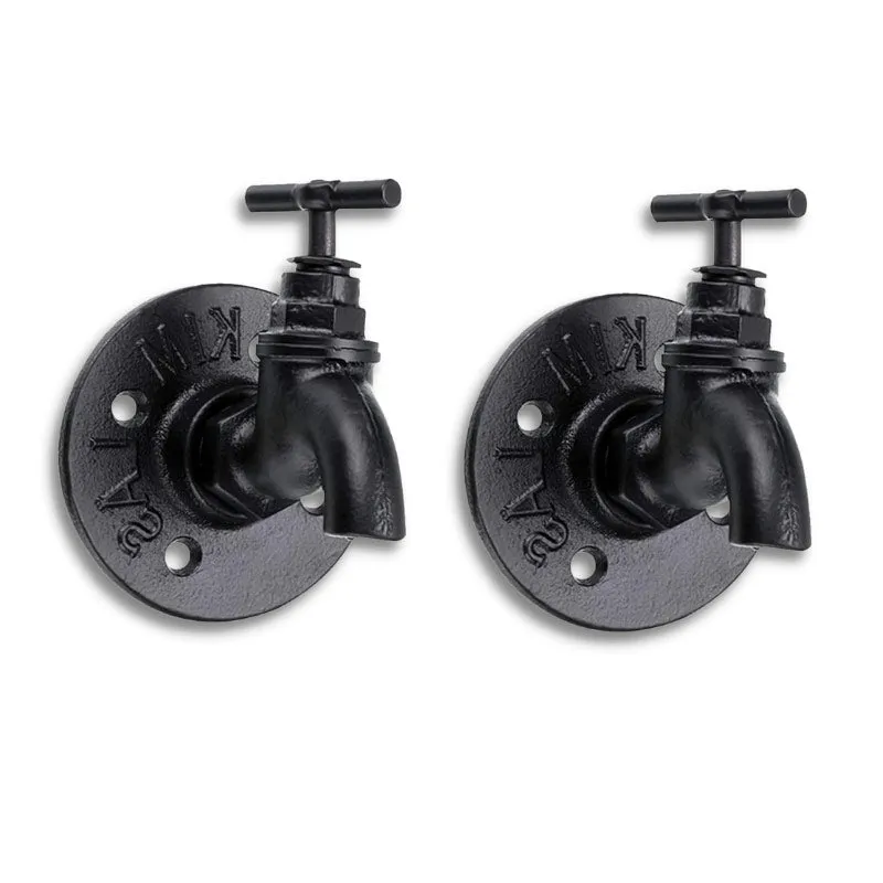 patère noire industrielle robinet (2 Pièces)