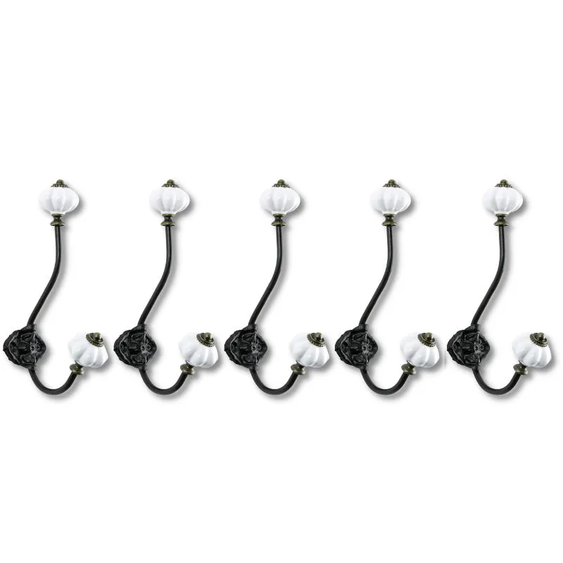 Patère porcelaine blanche (5 Piéces)