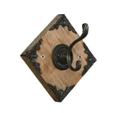 Porte manteau mural vintage en bois, vue 1