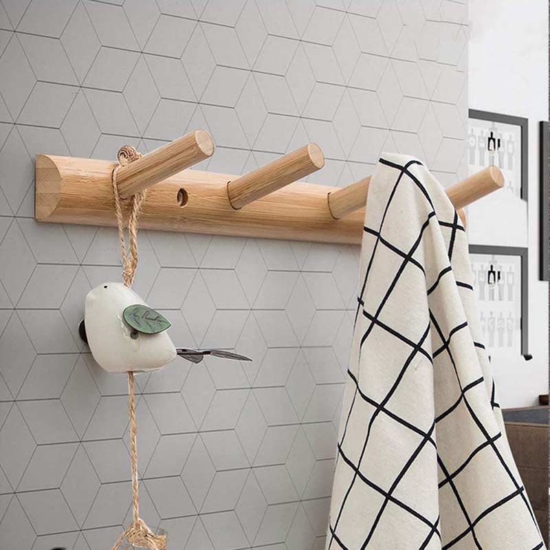 Porte manteau mural en bois de bambou